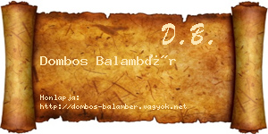 Dombos Balambér névjegykártya